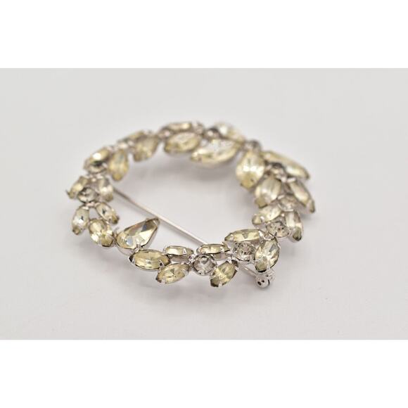 Signed Elizabeth Taylor for Avon earrings  Elizabeth Taylor Crystal Wreath Pin Brooch Prong Rhinestone Shiny Signed BinAP